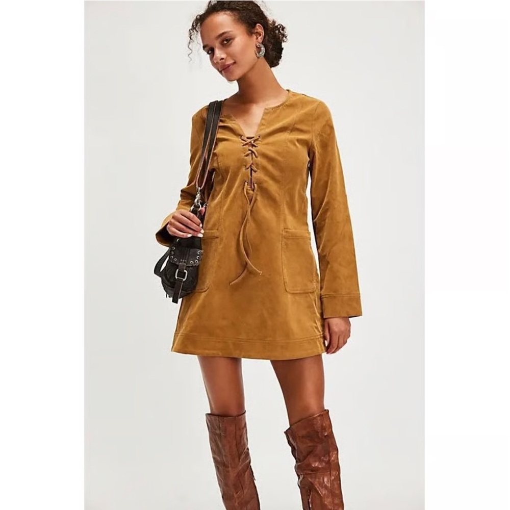 NWT Free People Bradley Faux Suede Mini Dress Size Large